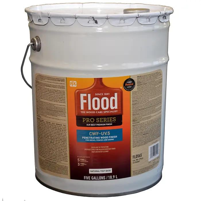 Pallet (36 ct) of 5 Gal Flood FLD565 Natural CWF‐UV5 Exterior Clear Wood Finish