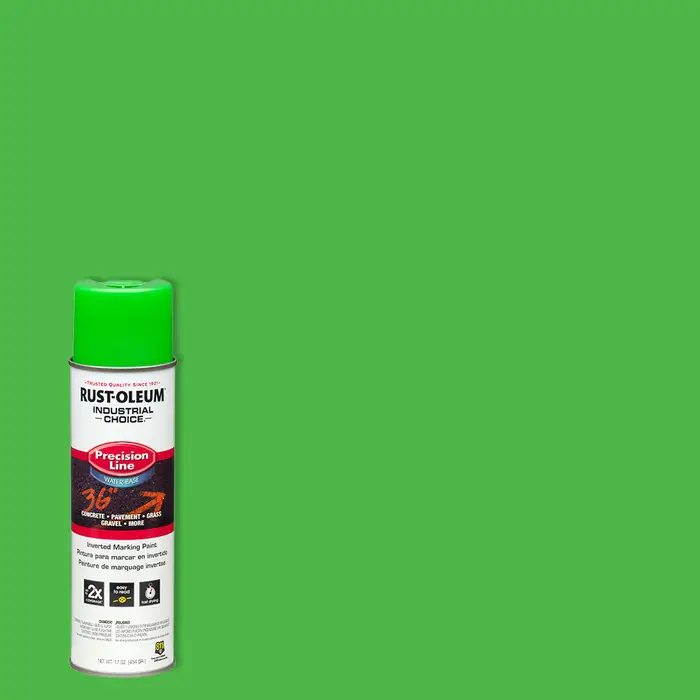 17 Oz Rust-Oleum Brands 203032 Fluorescent Green Industrial Choice Precision Line Marking Paint, Water-Based - Image 2