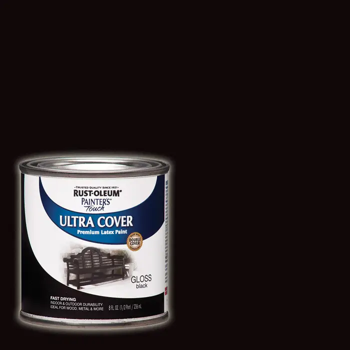 2‐Pack of 1/2 Pt Rust‐Oleum 1979730 Painter’s Touch 2X Black Ultra Cover Premium Latex Paint, Gloss - Image 2