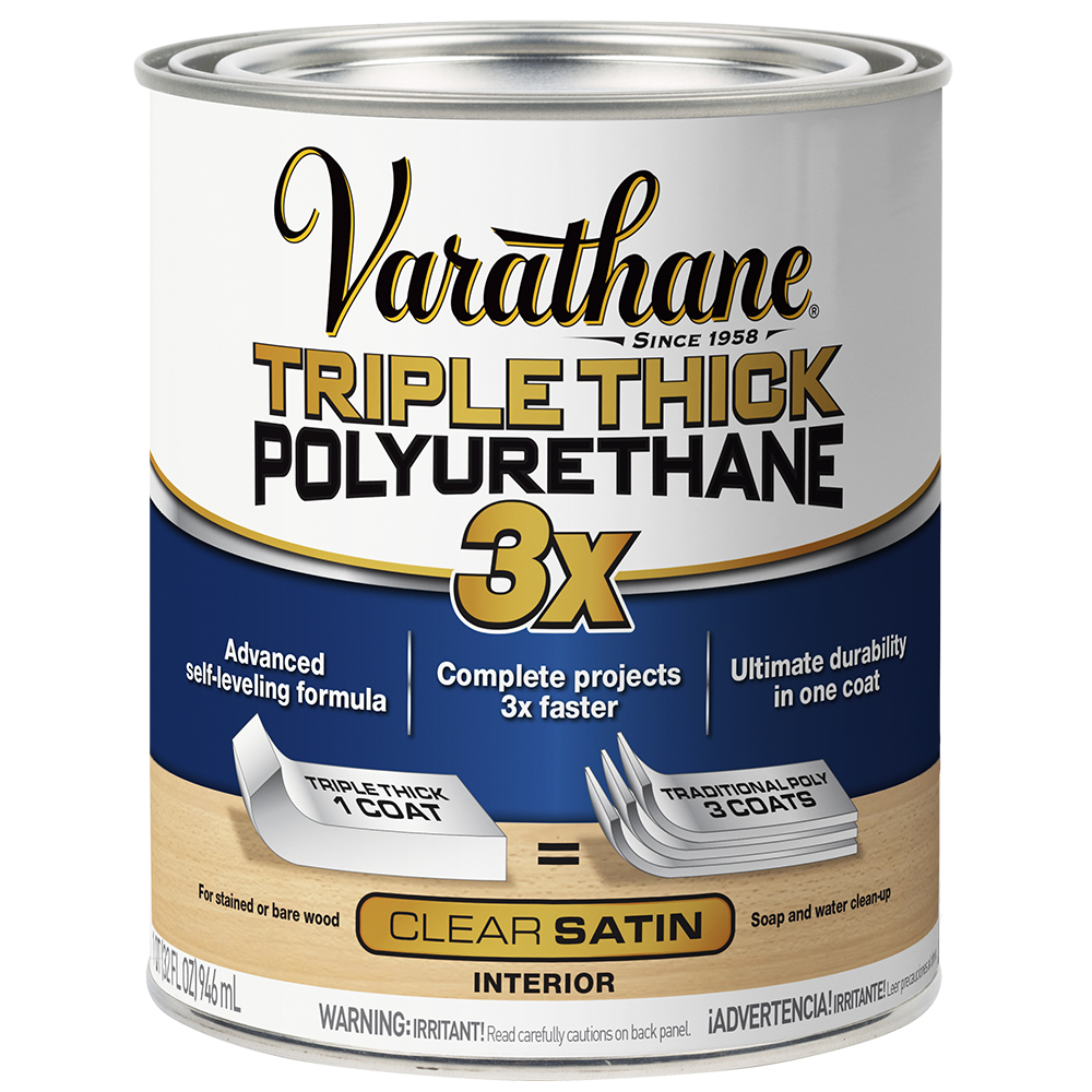 16‐Pack of 1 Qt Rust‐Oleum 284473 Varathane Clear Triple Thick Polyurethane, Satin