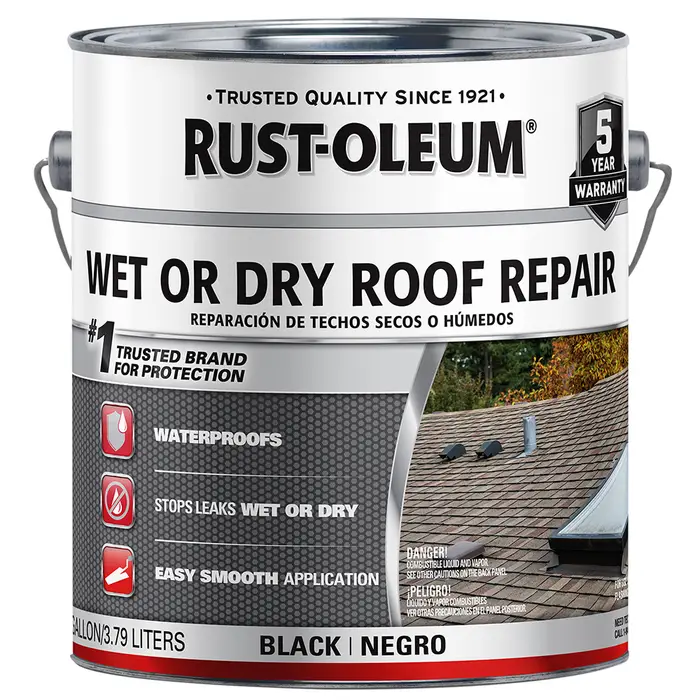 8‐Pack of .9 Gal Rust‐Oleum 301899 Black Roofing Plastic Roof Cement