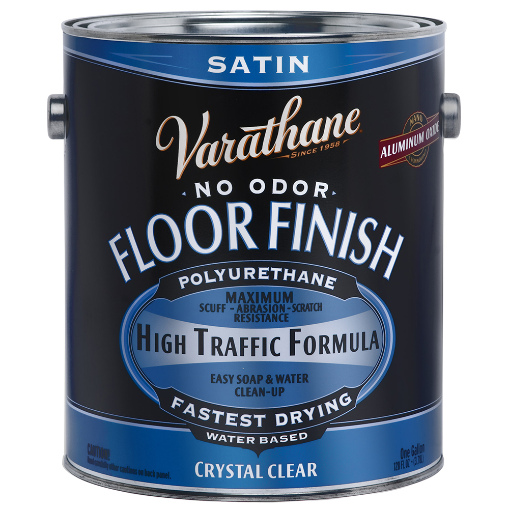 Gal Rust-Oleum 230231 Crystal Clear Varathane Water-Based Interior High Traffic Polyurethane Floor Finish, Satin