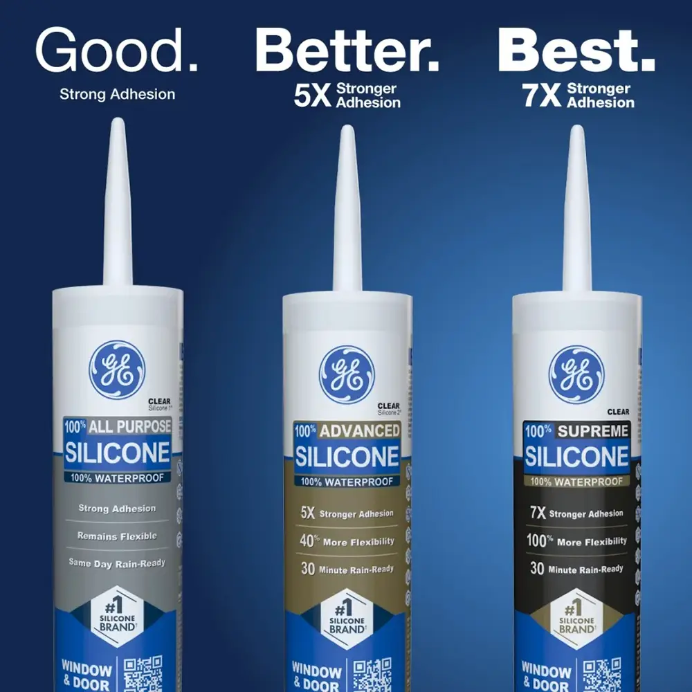 12 Pack of 10.1 Oz GE 2795576 Clear Silicone 1 All Purpose Window and Door Sealant - Image 3