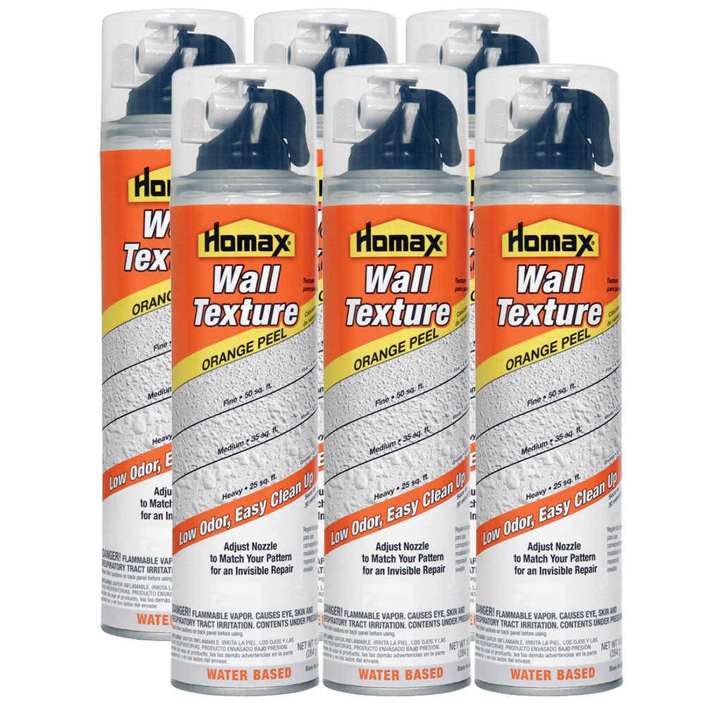 6 Pack of 20 Oz Homax 4092 Aerosol Texture Water-Based Orange Peel Wall Texture