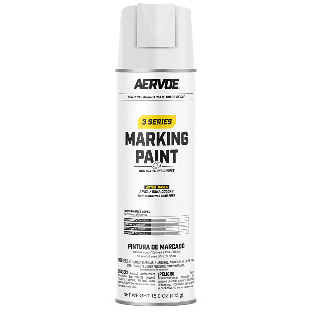 Paquete de 12 unidades de 15 oz Seymour 20-352 White Stripe 3-Series Contractor's Choice Pintura en aerosol a base de agua para marcaje de suelo invertido