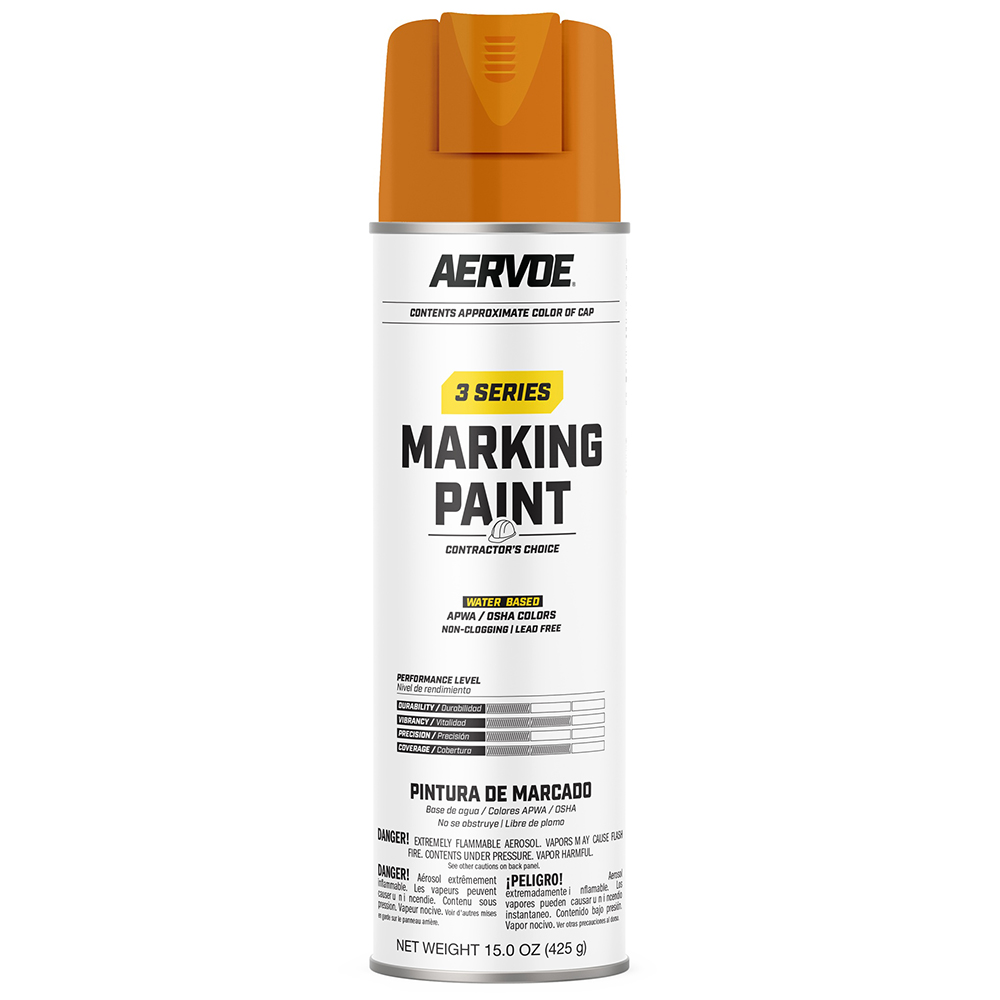 Paquete de 12 unidades de 15 oz Seymour 20-357 Fluorescent Orange Stripe 3-Series Contractor's Choice Water-Based Inverted Ground Marking Spray Paint