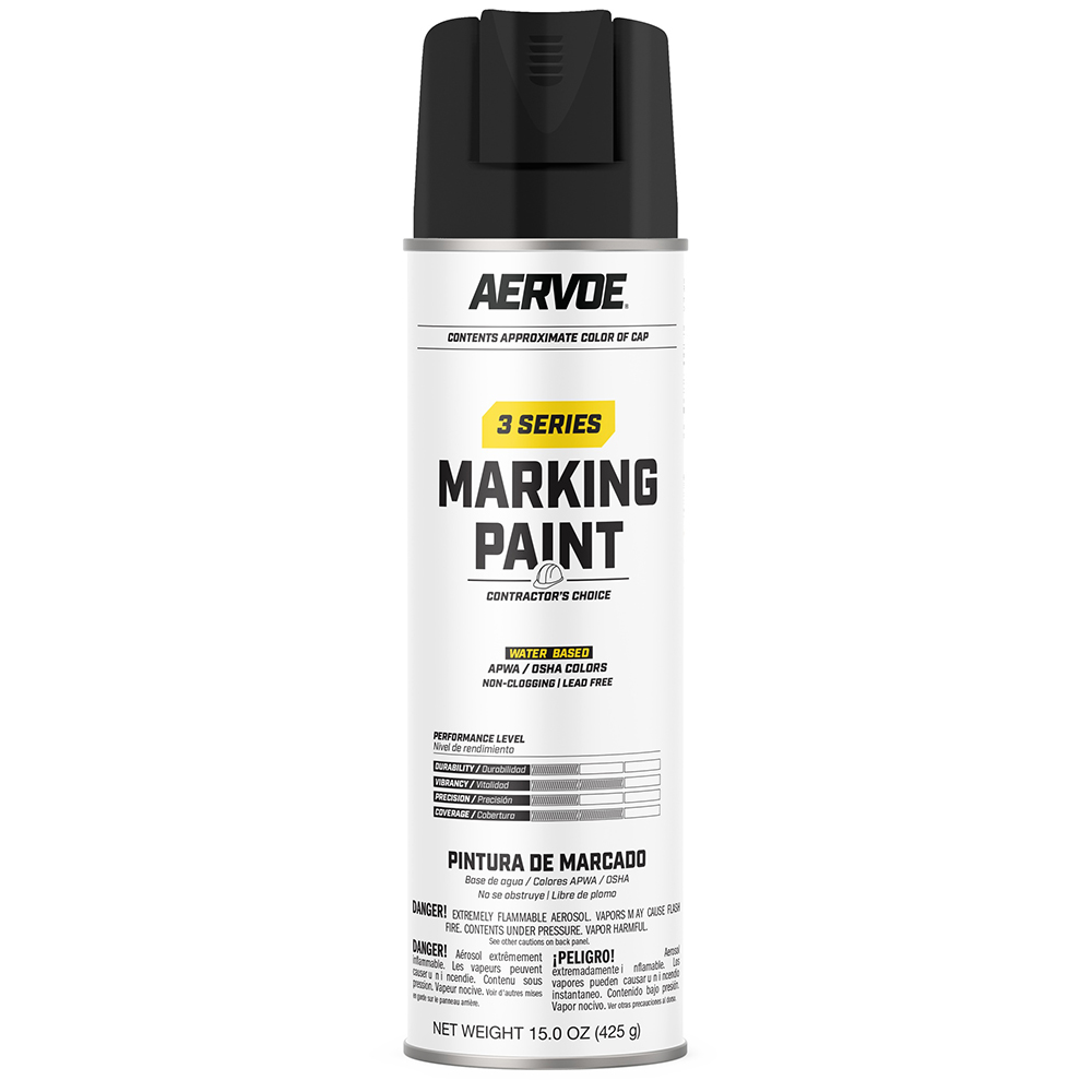 Paquete de 12 unidades de 15 oz Seymour 20-363 Black Stripe 3-Series Contractor's Choice Pintura en aerosol a base de agua para marcaje de suelo invertido