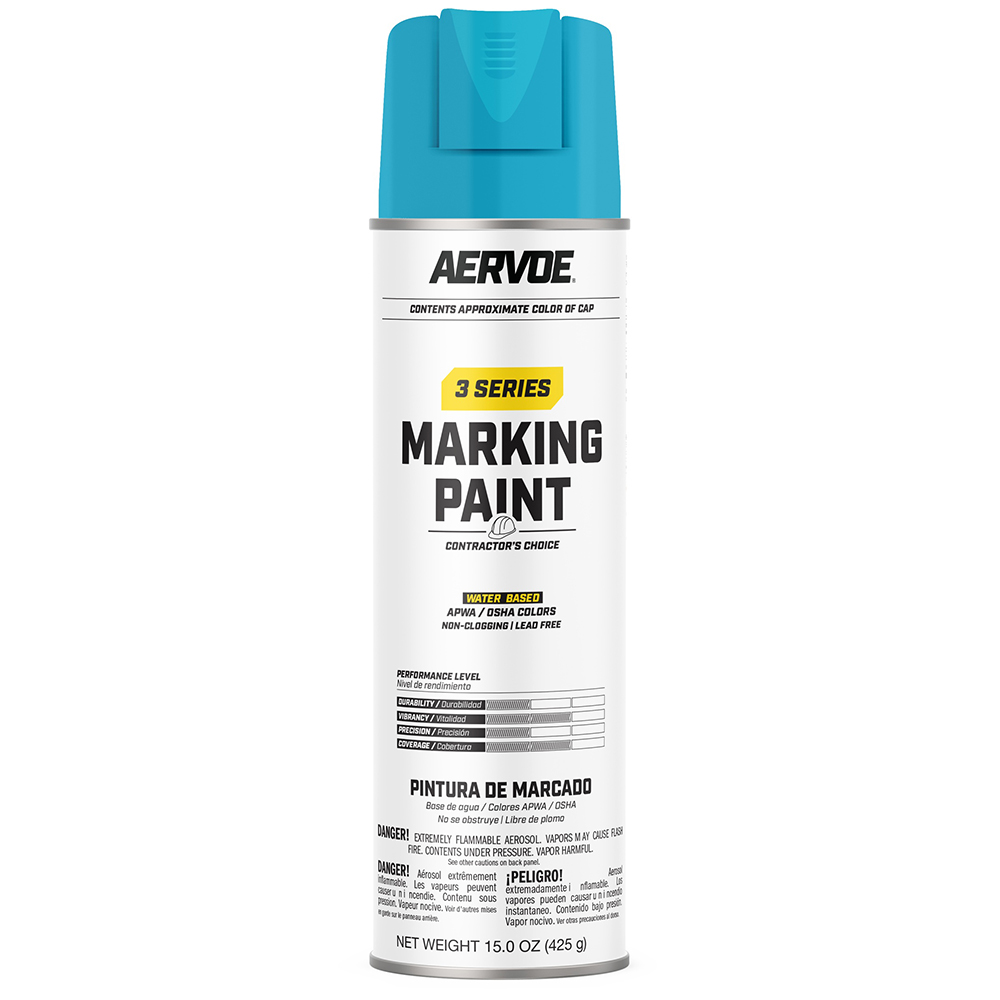 Paquete de 12 unidades de 15 oz Seymour 20-369 Fluorescent Blue Stripe 3-Series Contractor's Choice Water-Based Inverted Ground Marking Spray Paint