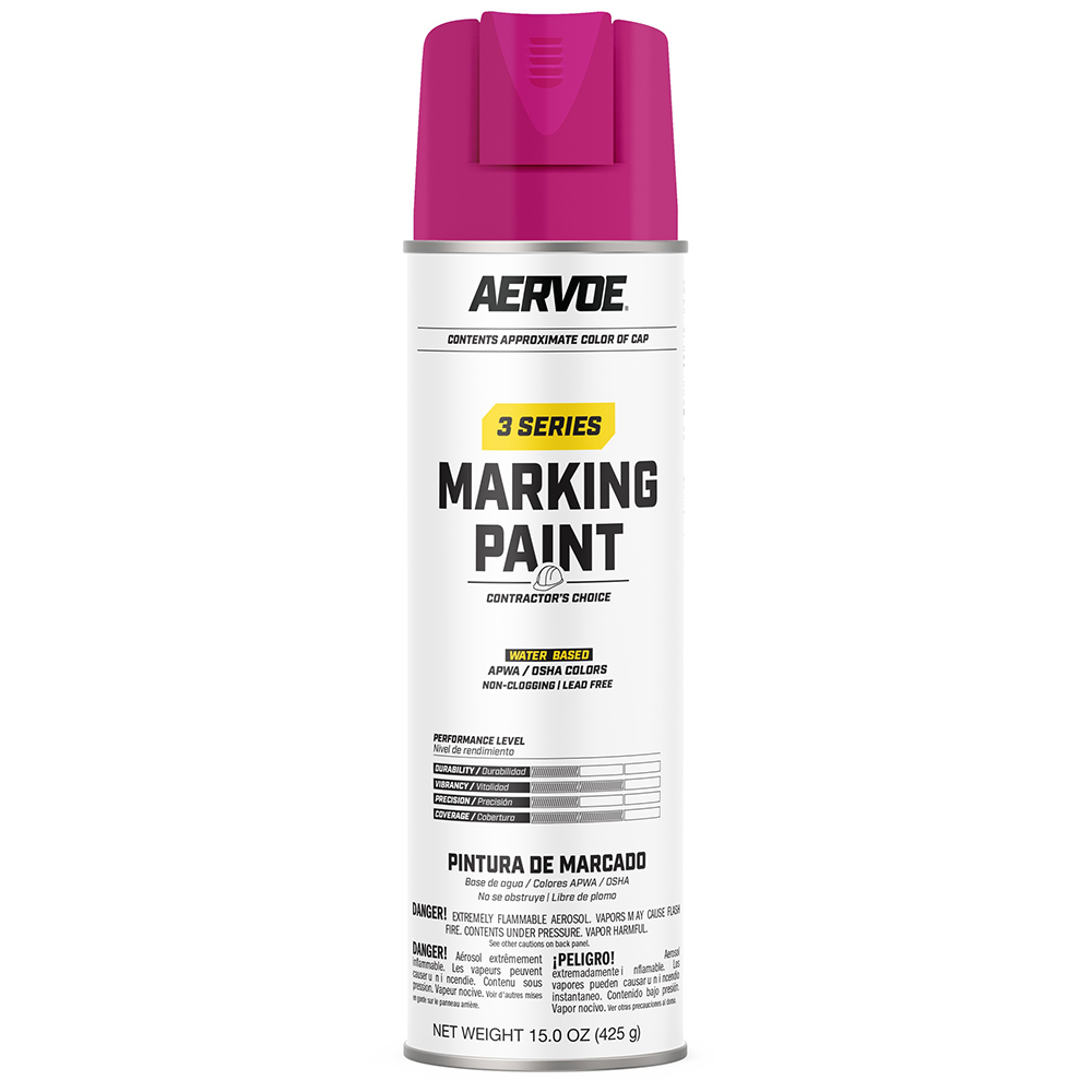Paquete de 12 pinturas en aerosol de 15 oz Seymour 20-379 Fluorescent Pink Stripe 3-Series Contractor's Choice Water-Based Inverted Ground Marking Spray Paint
