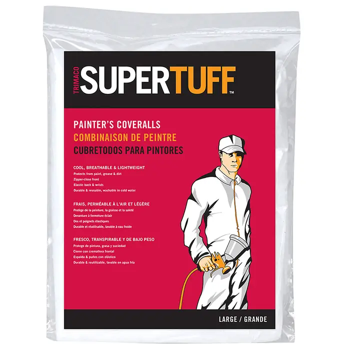 Large Trimaco 9903 SuperTuff Coveralls Elastic Back & Wrists, Polypropylene