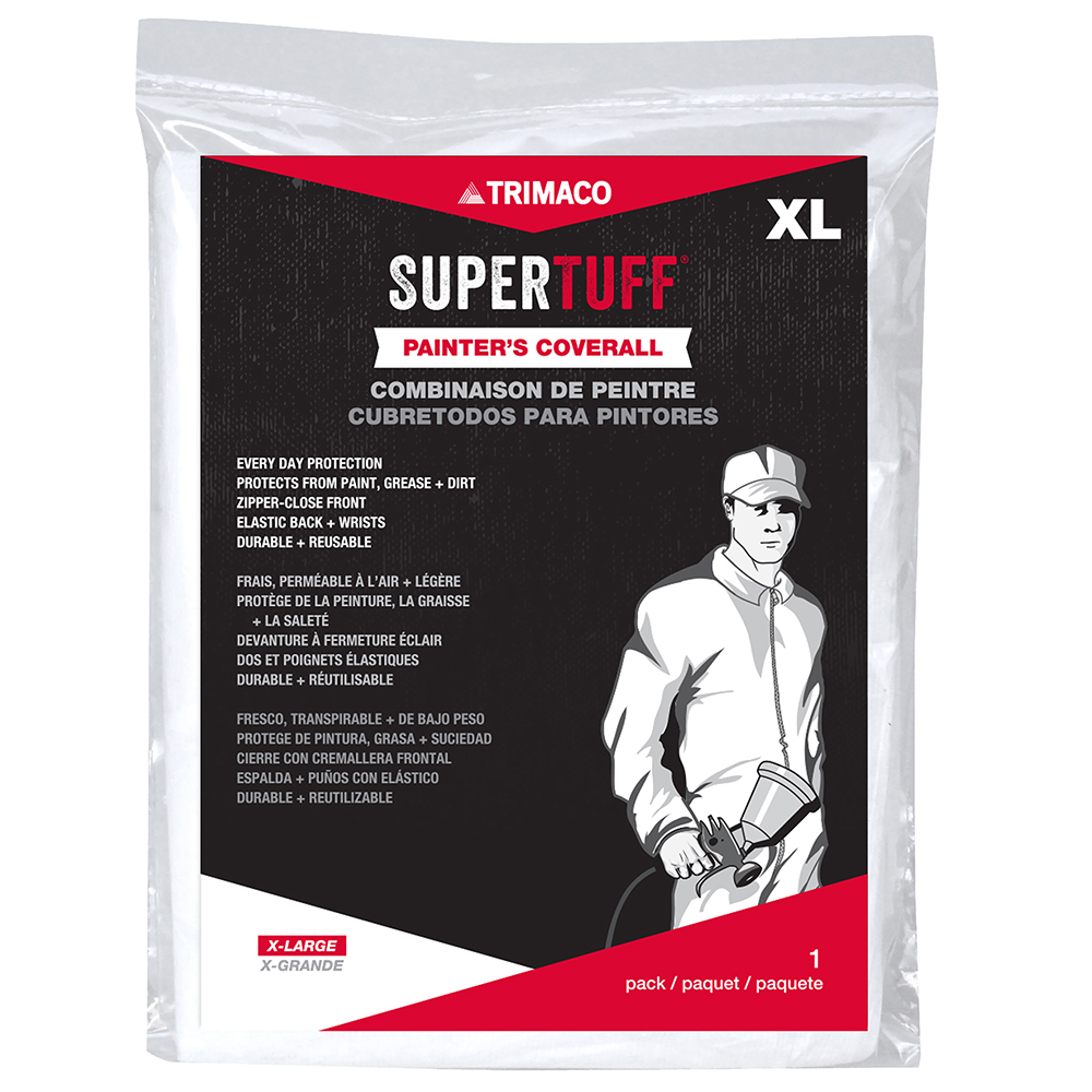 X-Large Trimaco 09905 SuperTuff Polypropylene Disposable Coverall with Elastic Back & Wrists