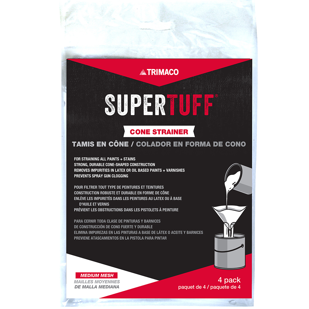Trimaco 11101 SuperTuff Polyester Cone Paint & Stain Strainers, Medium Mesh, 4-Pack