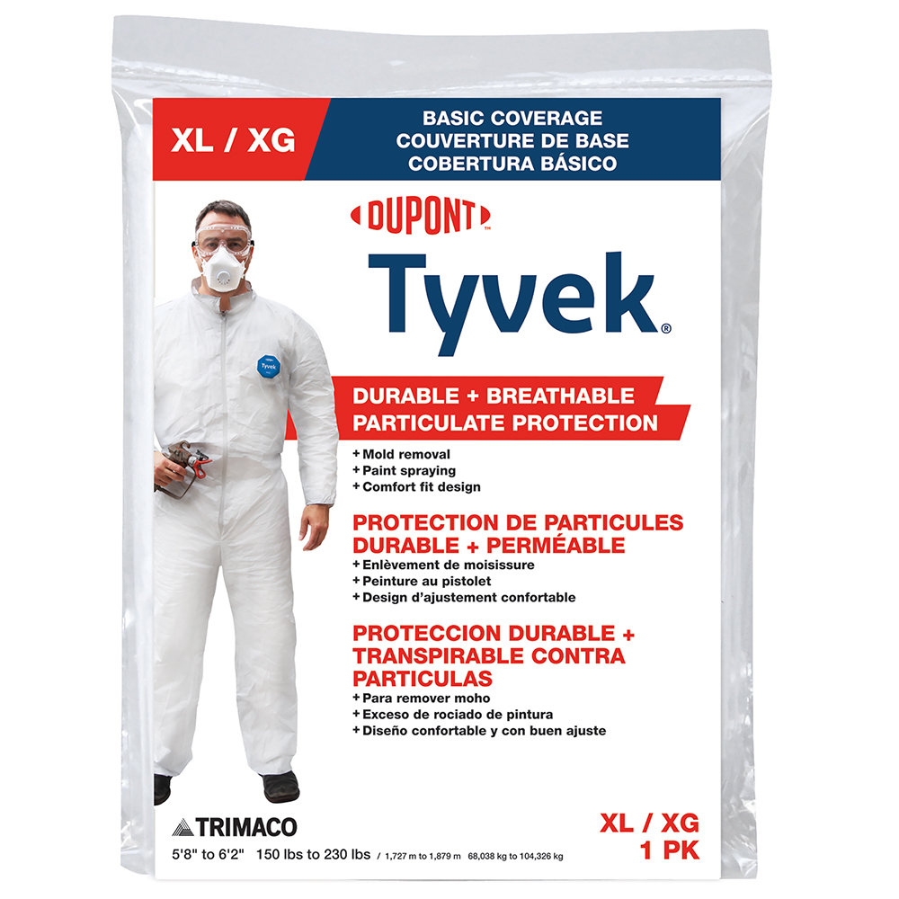X-Large Trimaco 14123 DuPont, Tyvek Disposable Coverall with No Elastic