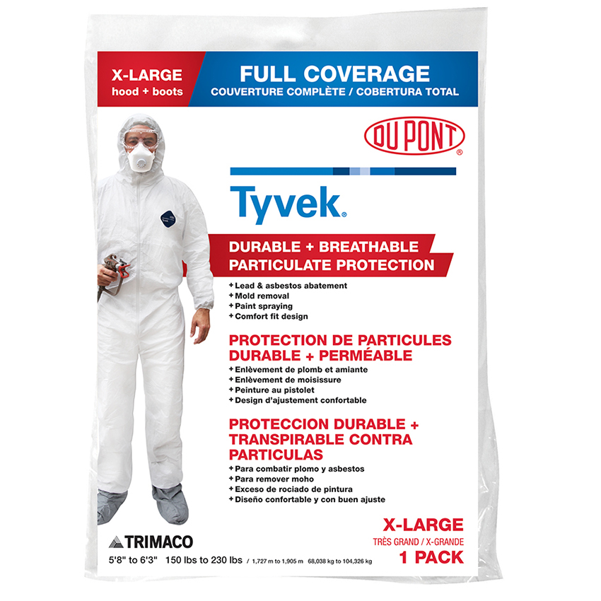 X-Large Trimaco 141232 DuPont, Tyvek Disposable Coverall with Hood & Boots