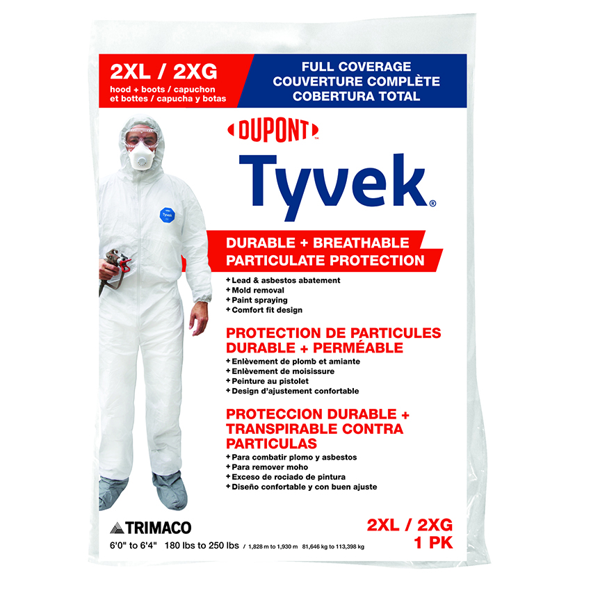 XX-Large Trimaco 141242 DuPont, Tyvek Disposable Coverall with Hood & Boots