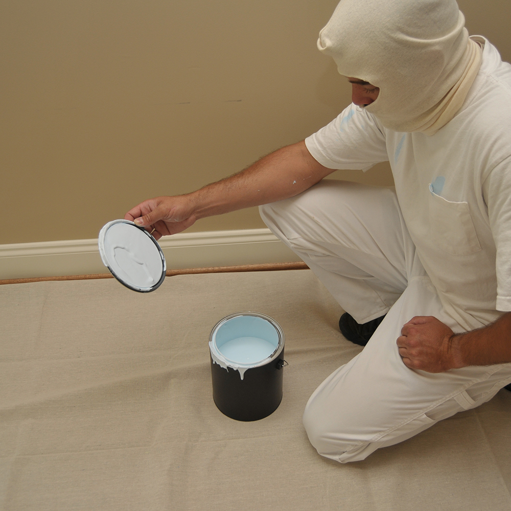 24-Pack of 5' x 5' Trimaco 85355 Butyl II Leak Resistant Two Layer Drop Cloth - Image 5
