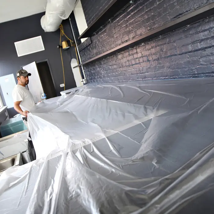 1‐Roll of 5.9’ x 72’ Trimaco 949660 Tape & Drape Pre‐Taped Masking Film with PerfectEdge Tape - Image 4