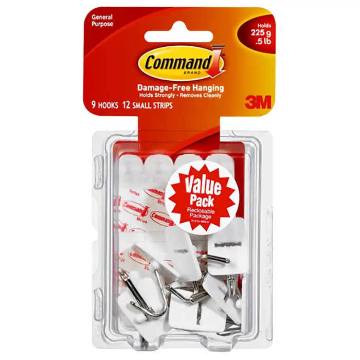 Small 3M 17067VP White Command Wire Hooks, Value Pack