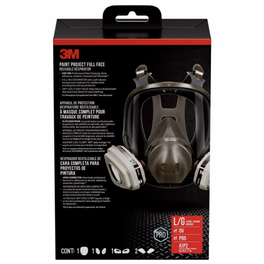 Large 3M 69P71PA1-A 3M Full Face Paint Project Respirator