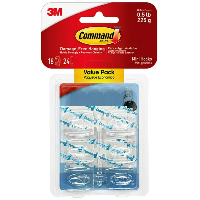 Mini 3M 17006CL-VP Clear Command Mini Hanging Hook Value Pack