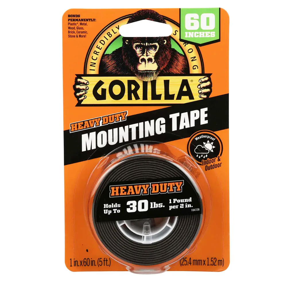 60‐Rolls of 1” x 60” Gorilla Glue 6055002 Black 30 Lbs Heavy Duty Mounting Tape