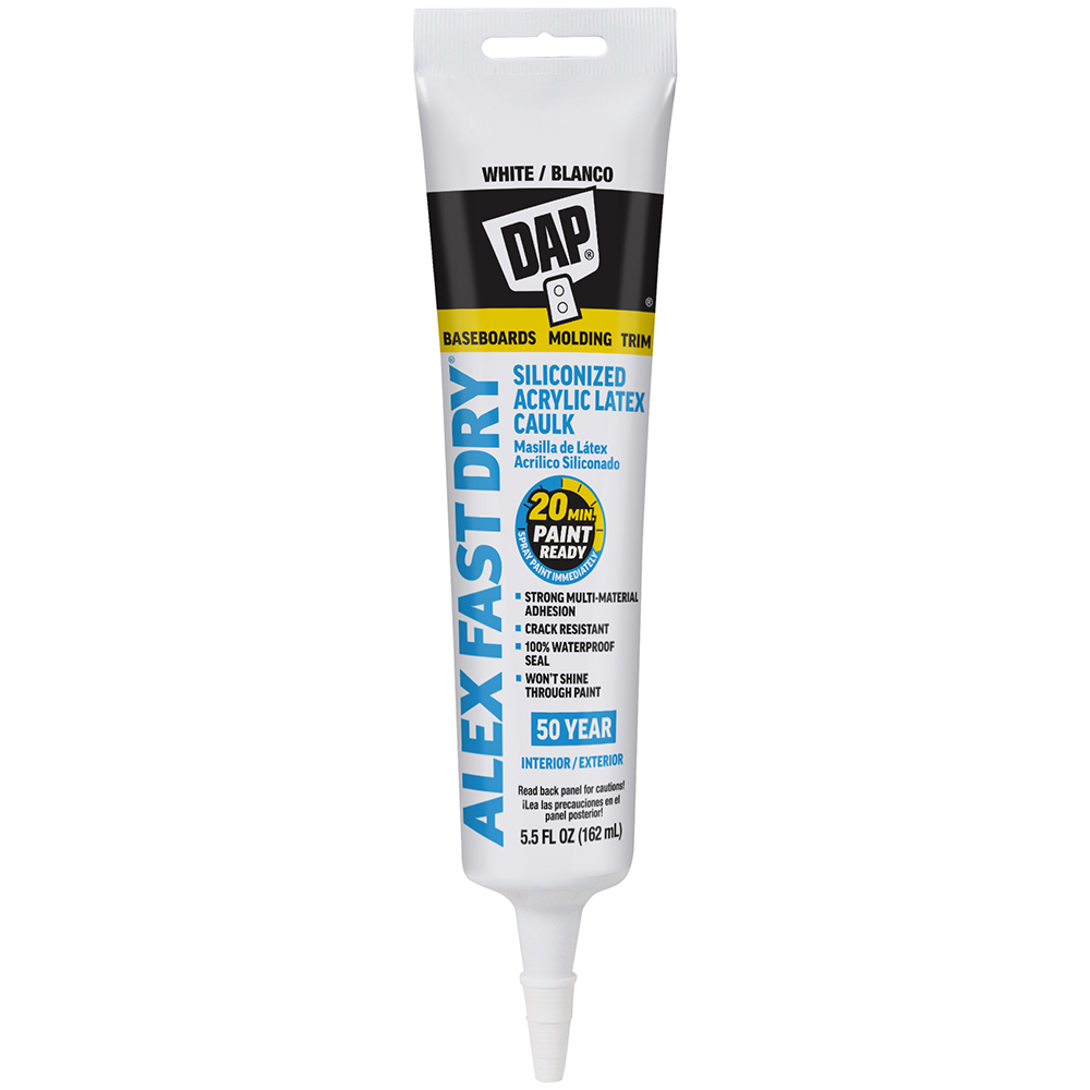 6-Pack of 5.5 Oz Dap 11425 White Alex Fast Dry Siliconized Acrylic Latex Caulk - Image 2