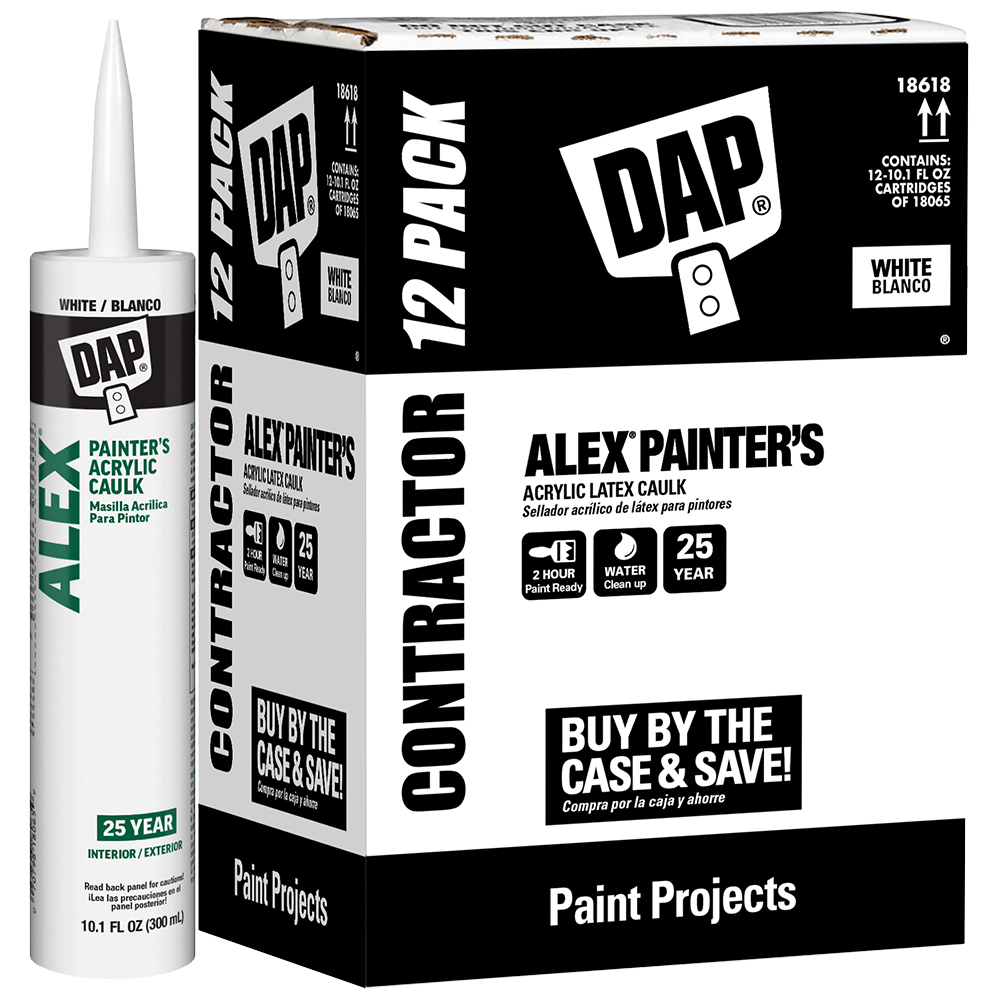 12-Pack of 10.1 Oz Dap 18670 White Alex Painter's Acrylic Latex Caulk