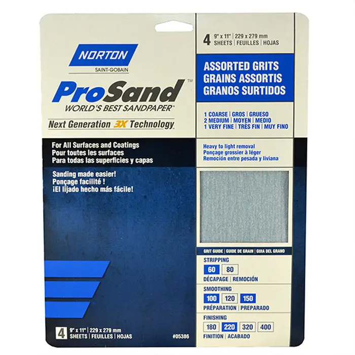 9″ x 11″ Norton 05386 ProSand Sanding Sheet Assorted Handy-Pack