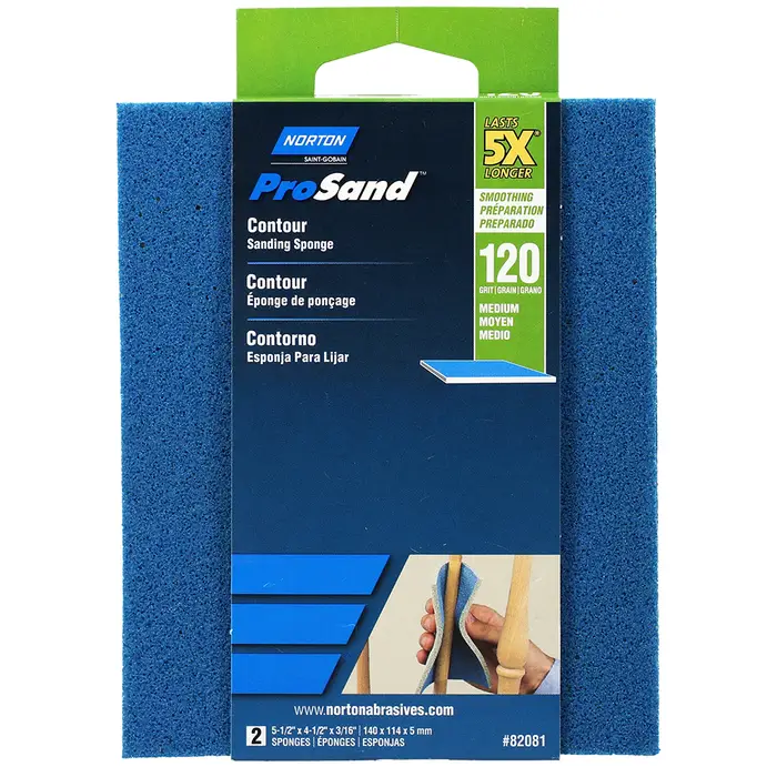 Norton 82081 5X Premium Contour Sanding Pad, 120-Grit, Medium, 2-Pack