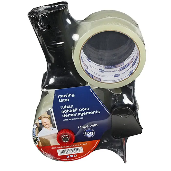 1‐Roll of 1.88” x 55 Yds Intertape 2892 Clear Moving Tape with Box & Carton Sealing Tape Dispenser