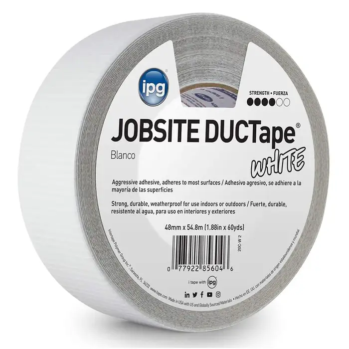 Pallet (648‐Rolls) of 1.88” x 60 Yds Intertape 20CWT2 Jobsite White General Purpose Duct Tape