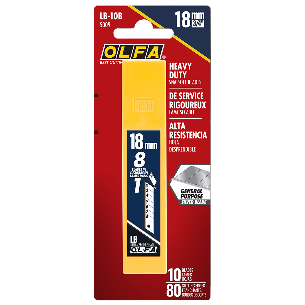 6-Pack of 18mm Olfa LB-10B Heavy Duty 8-Point Snap-Off Blades, 10-Blades Per Pack