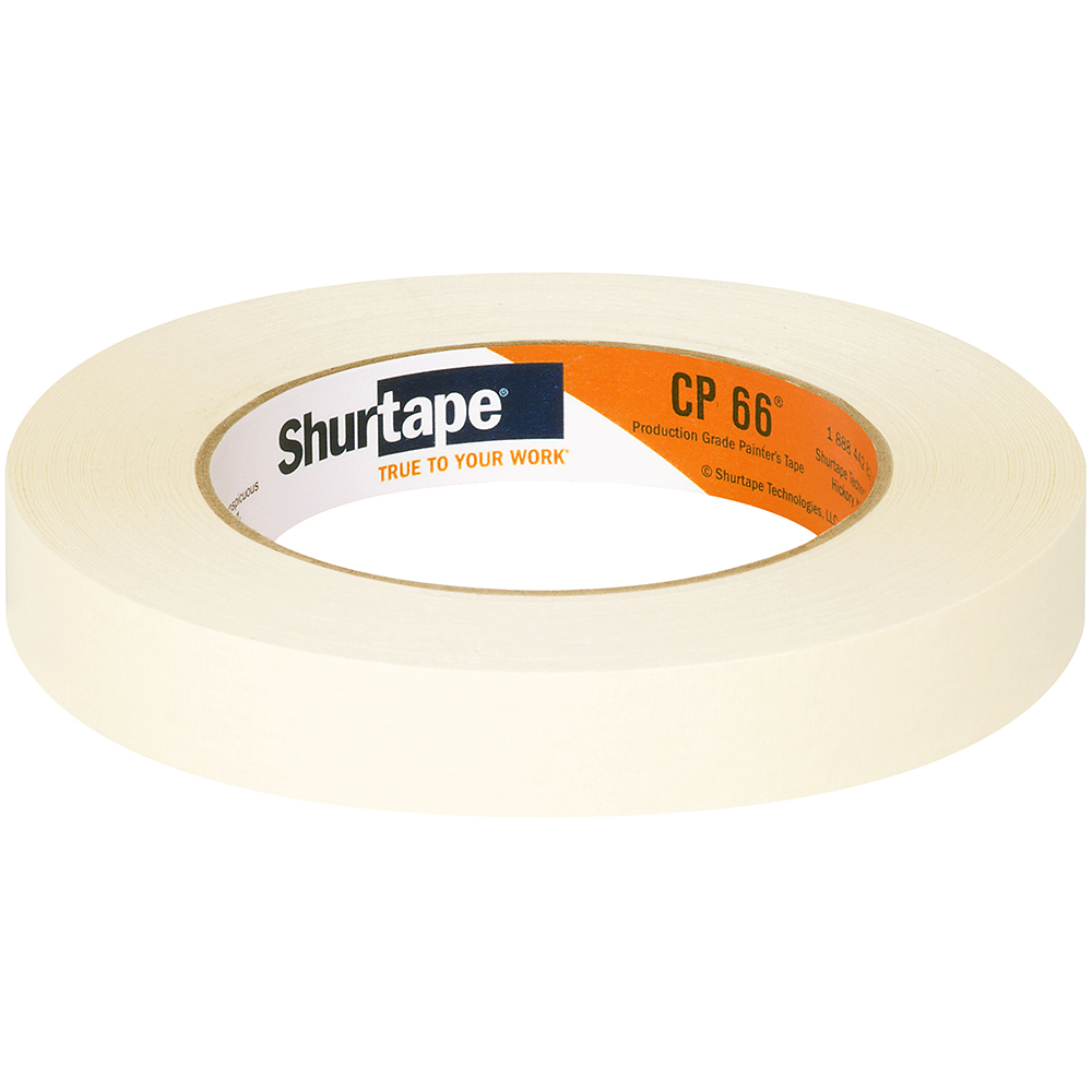 96-Rolls of .70” x 60 Yds Shurtape 141347 CP 66 Contractor Grade, High Adhesion Masking Tape, Single Wrap