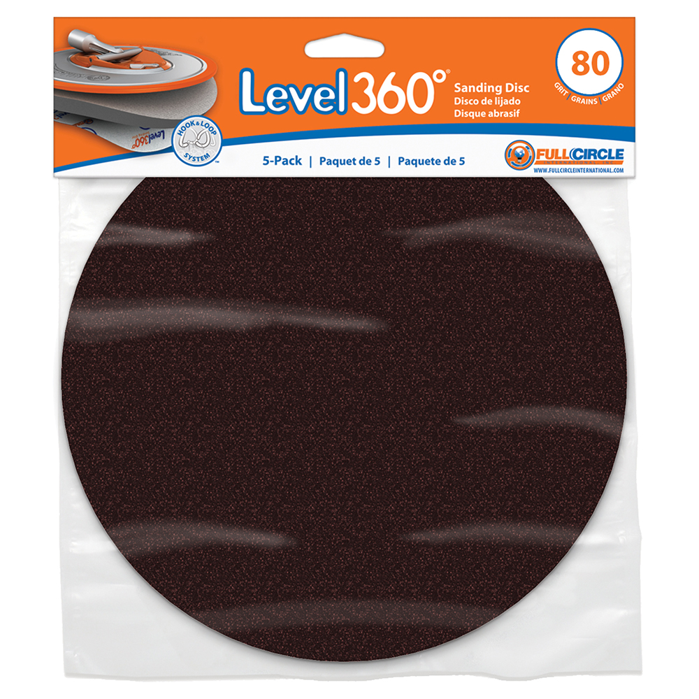 80-Pack of 8-3/4″ Full Circle SD80-5 Level360 Hook and Loop Sanding Disc, 80-Grit, 5-Discs-Per-Pack (400 Discs)