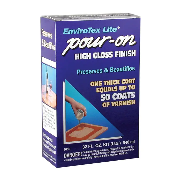 8‐Pack of 1 Qt Environmental Technology 2032 Clear Envirotex Lite Pour‐On High Gloss Finish