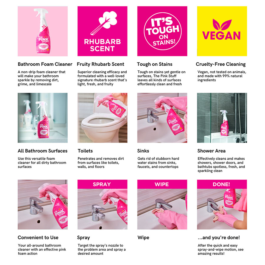 10-Pack of 25.4 Oz Rust-Oleum 82383 The Pink Stuff Miracle Bathroom Foam Cleaner - Image 3