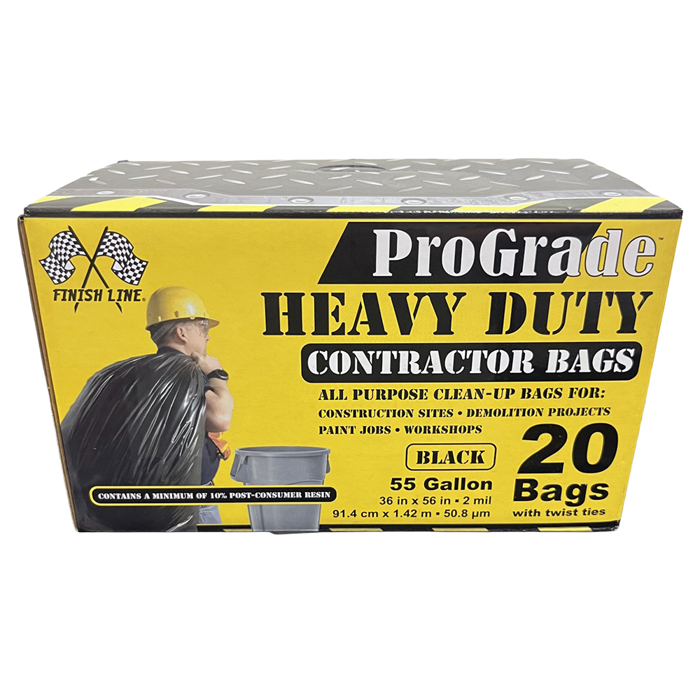 70‐Pack of 55‐Gal IPS 13‐11109 ProGrade Black Heavy Duty Contractor Bags, 20‐Count