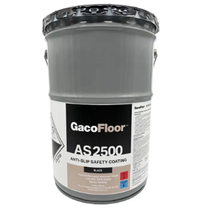 Pallet (36 ct) of 5 Gal Gaco GFAS250073‐5 Black GacoFloor Extra Heavy Duty Anti‐Slip Coating Kit, Powered by Kevlar