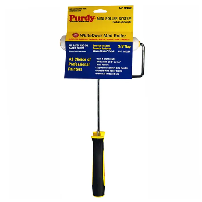 6‐Pack of 6‐1/2” x 3/8” Nap Purdy 140765024 White Dove Mini‐Roller Cover, Dralon with 24” Frame