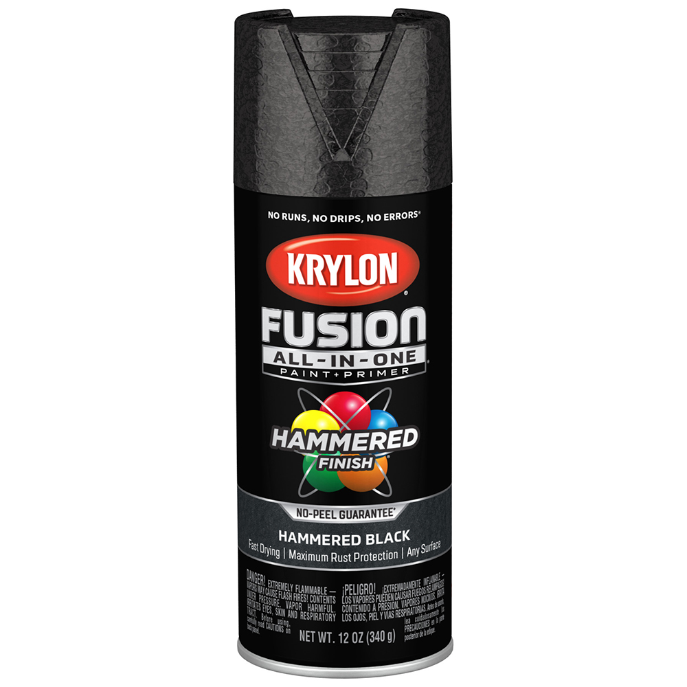 468‐Pack of 12 Oz Krylon K02782007 Black Fusion All‐In‐One Paint & Primer Spray Paint, Hammered