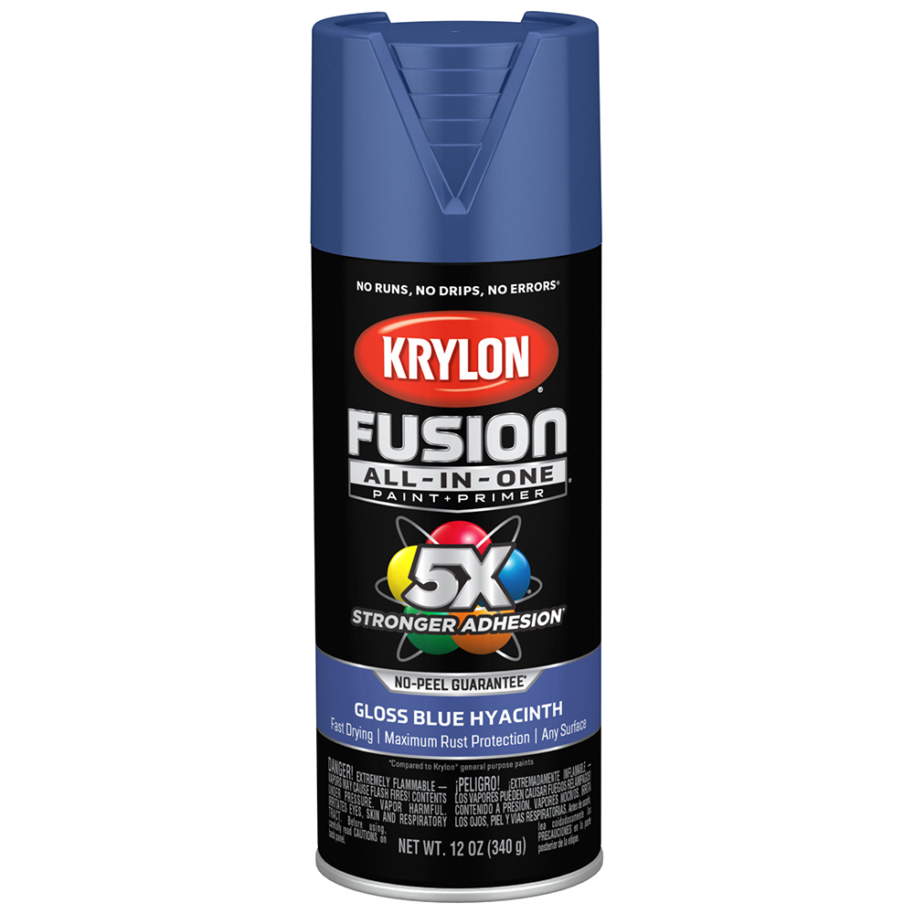 6‐Pack of 12 Oz Krylon K02703007 Blue Hyacinth Fusion All‐In‐One Paint & Primer Spray Paint, Gloss