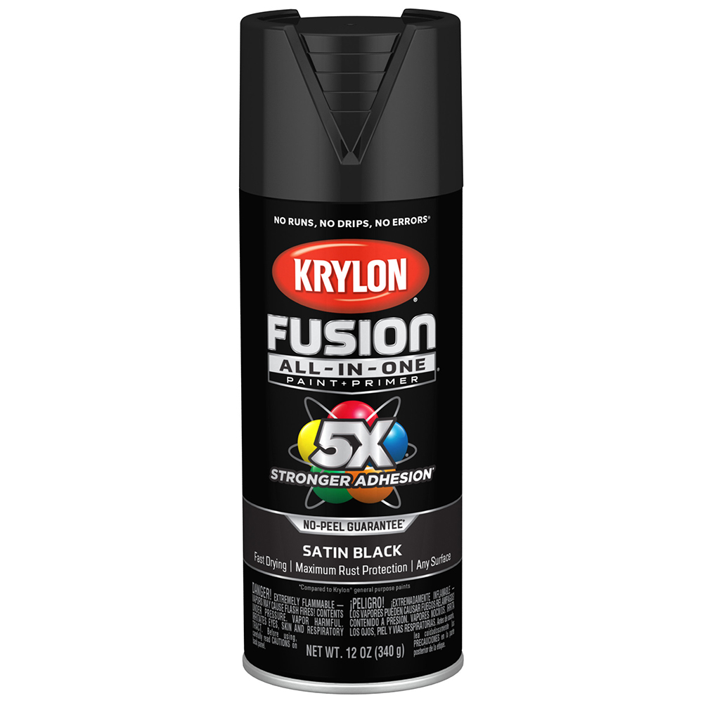 6‐Pack of 12 Oz Krylon K02732007 Black Fusion All‐In‐One Paint & Primer Spray Paint, Satin