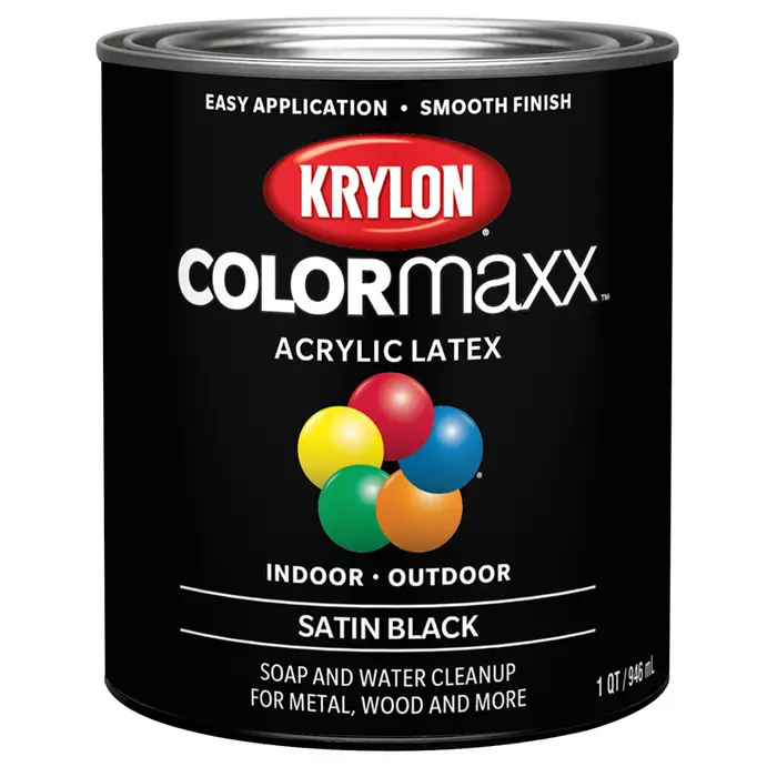 8‐Pack of 1 Qt Krylon K05626007 Black COLORmaxx Paint & Primer, Satin