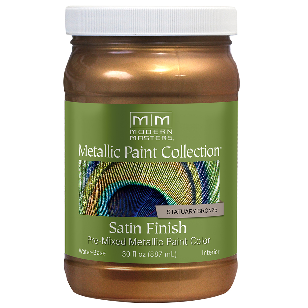 4‐Pack of 30 Oz Modern Masters ME190 Statuary Bronze Metallic Paint Collection, Satin Water‐Based Decorative Metallic Paint