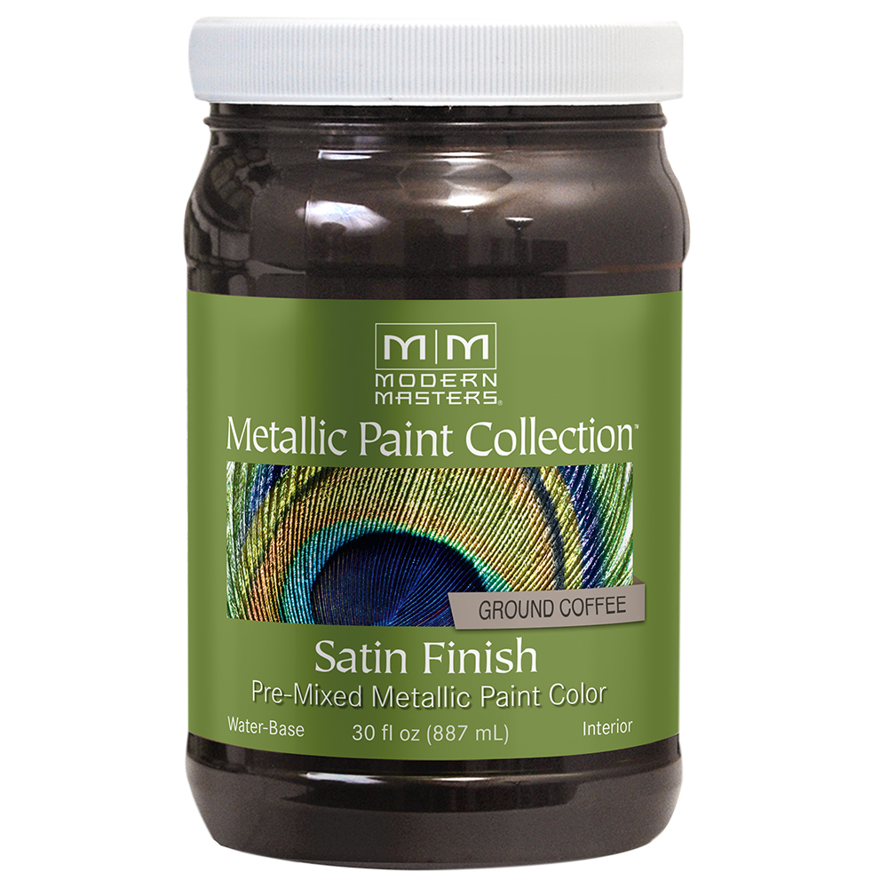 4‐Pack of 30 Oz Modern Masters ME525 Ground Coffee Metallic Paint Collection, Satin Water‐Based Decorative Metallic Paint