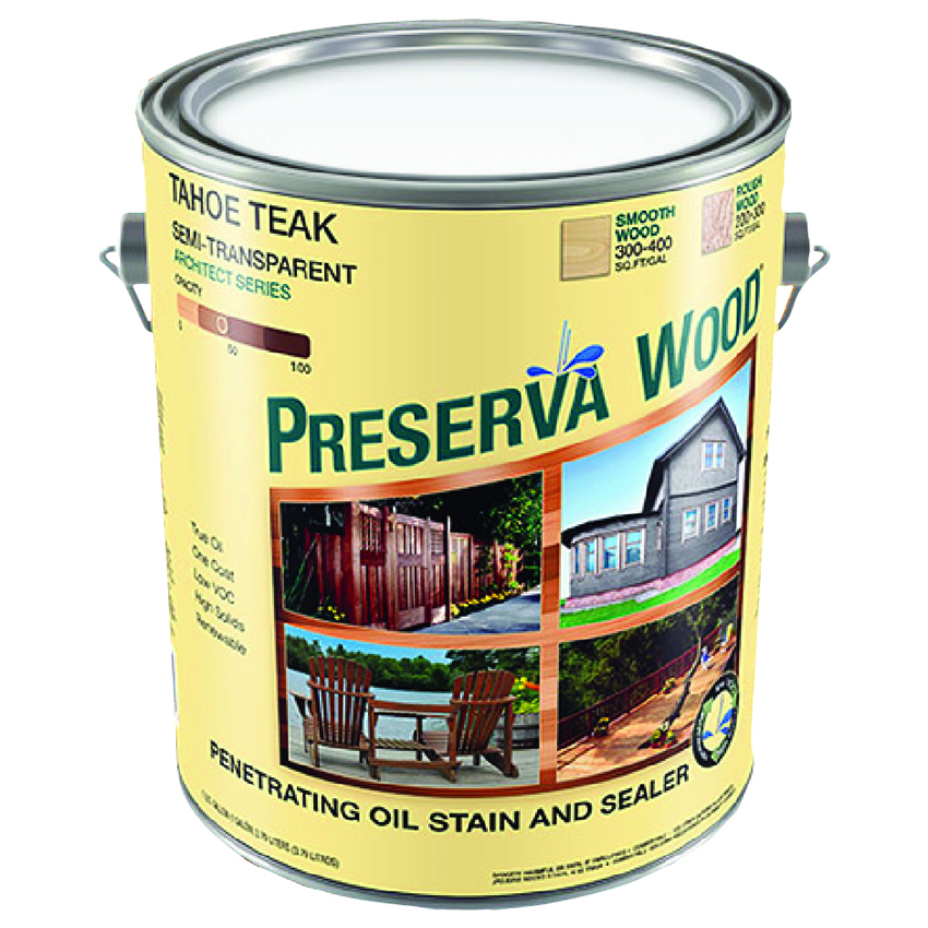 Pallet (180 ct) of 1 Gal Preserva Products, Ltd. 11102 Tahoe Teak Preserva Wood Transparent Preserve and Protect Stain and Sealer