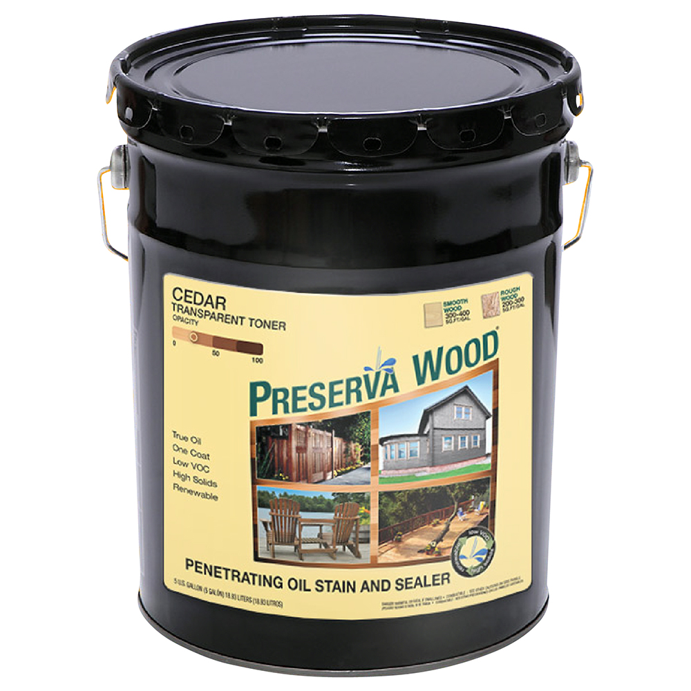 Pallet (36 ct) of 5 Gal Preserva Products, Ltd. 40514 Cedar Preserva Wood Transparent Preserve and Protect Stain and Sealer