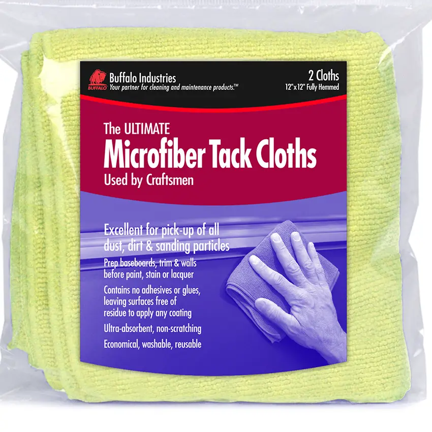 12″ x 12″ Buffalo 65008 Microfiber Tack Ultimate Microfiber Tack Cloths, 2 Per Pack