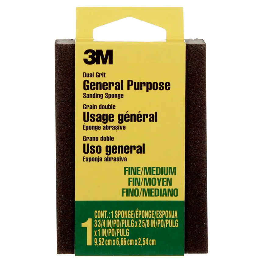 3-3/4″ x 2-5/8″ x 1″ 3M 908 All Purpose Sanding Sponge, Fine/Medium